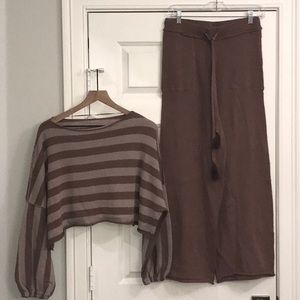 Free People Brown Striped Sweater